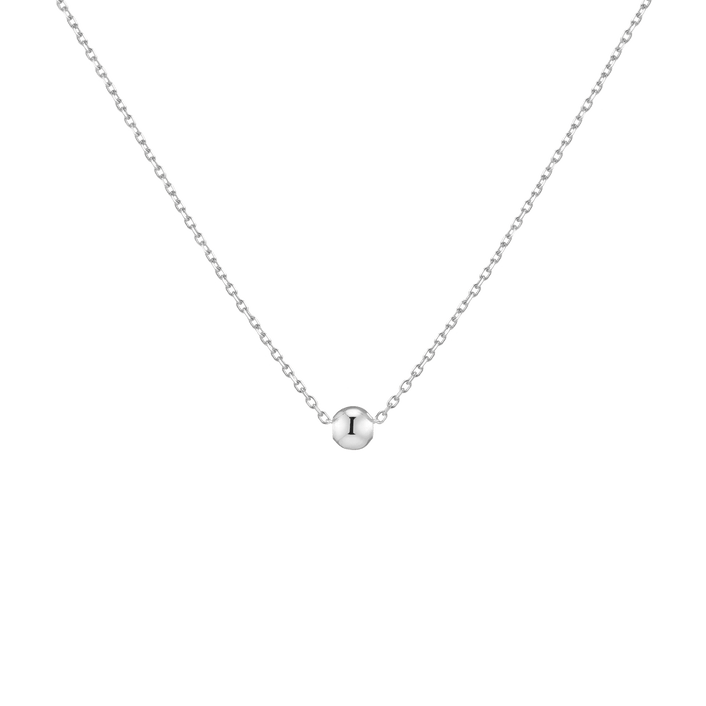 Gold Ball Pendant Necklace Vermeil White Gold 4 mm