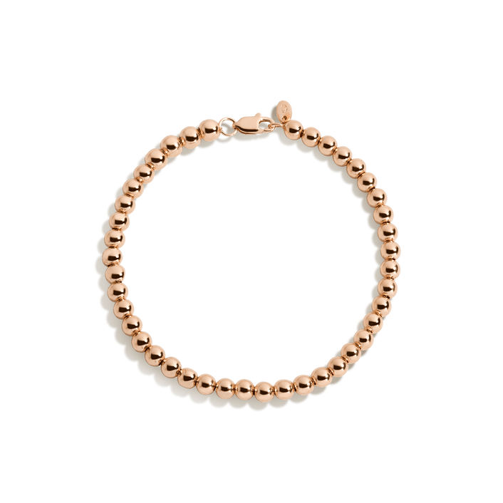 Gold Ball Bracelet Vermeil Rose Gold 6.5in 7in 7.5in 4 mm First