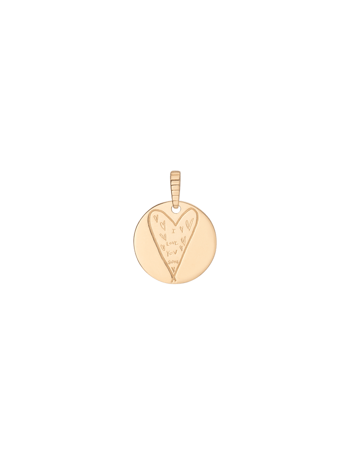Story in Gold Engraved Pendant Vermeil 14k 18k Yellow Gold Small (14mm) First