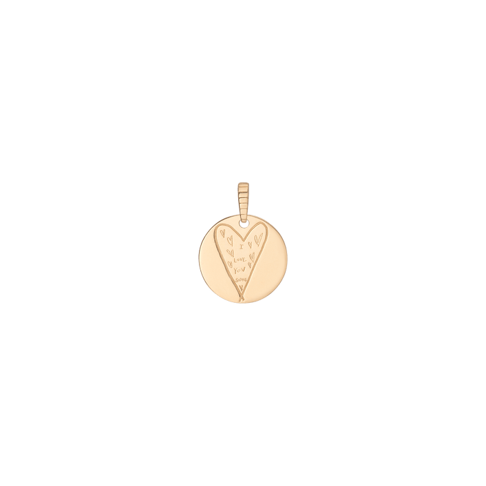 Story in Gold Engraved Pendant Vermeil 14k 18k Yellow Gold Small (14mm) First