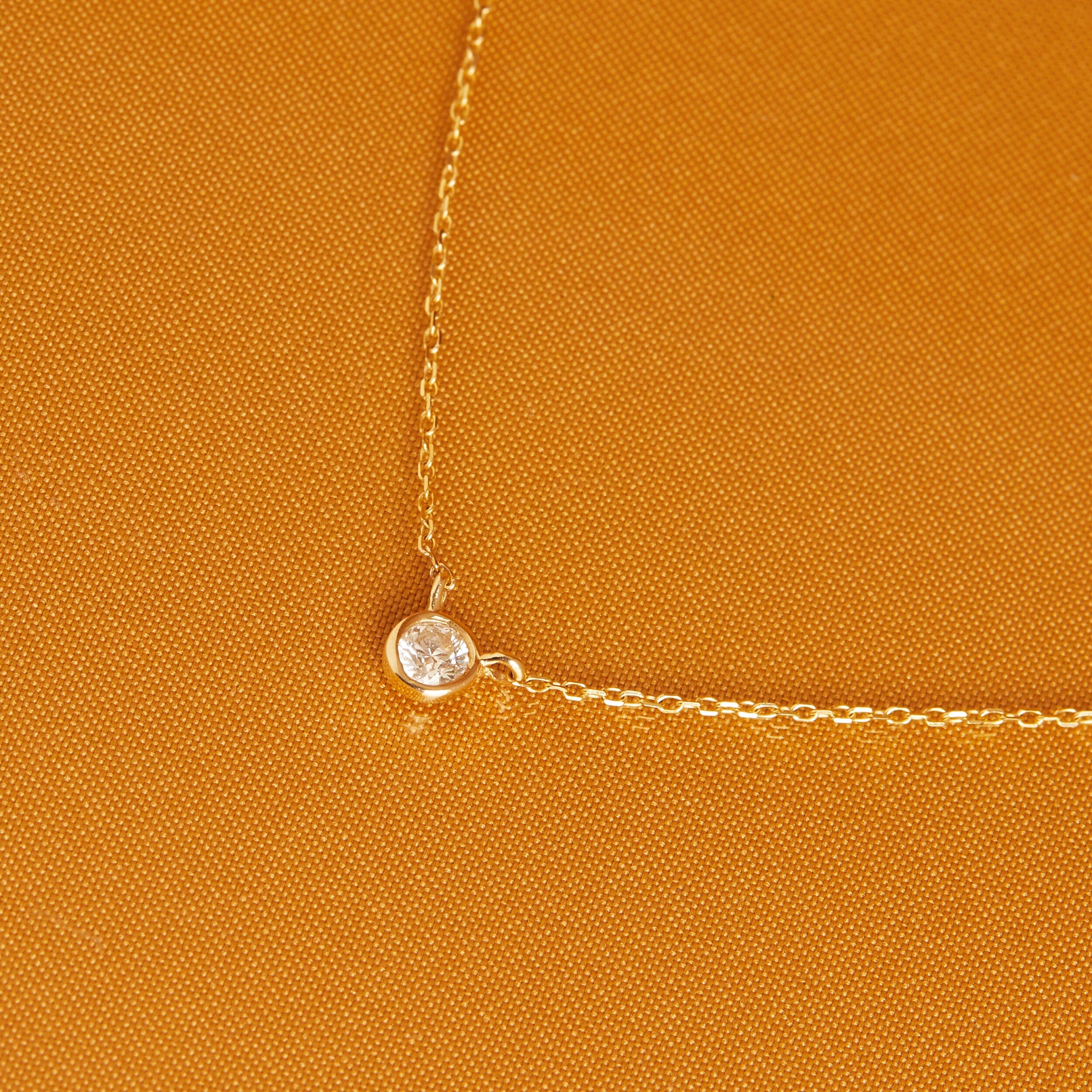 XL Diamond Bezel Necklace in Yellow, Rose or White Gold