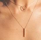 Short Gold Bar Drop Necklace