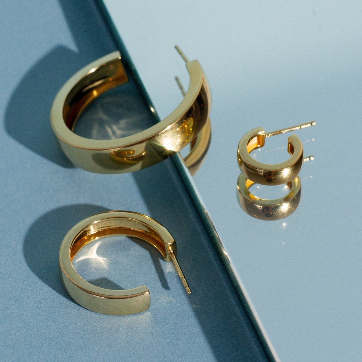 Aurate New York Medium Gold Chunky Hinged Hoop Earrings, 18K White Gold