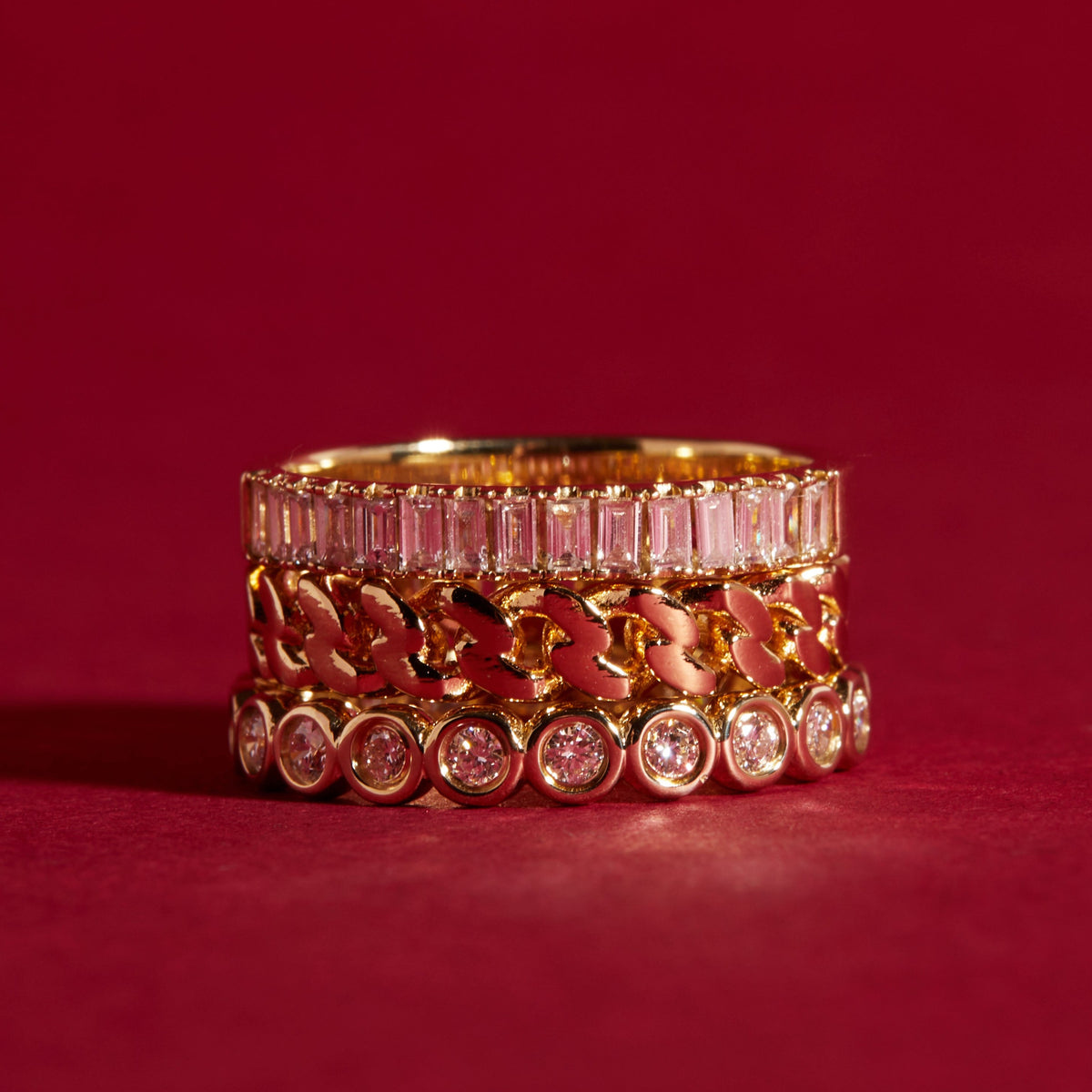 Bold Half Diamond Baguette Ring