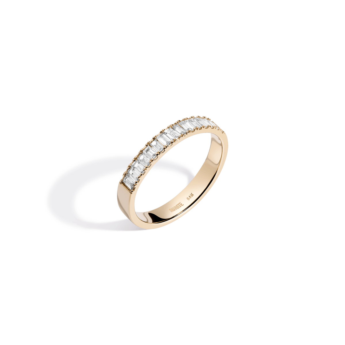 Bold Half Diamond Baguette Ring 14K 18K Yellow Gold First