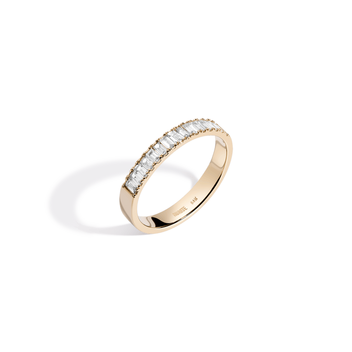 Bold Half Diamond Baguette Ring 14K 18K Yellow Gold First