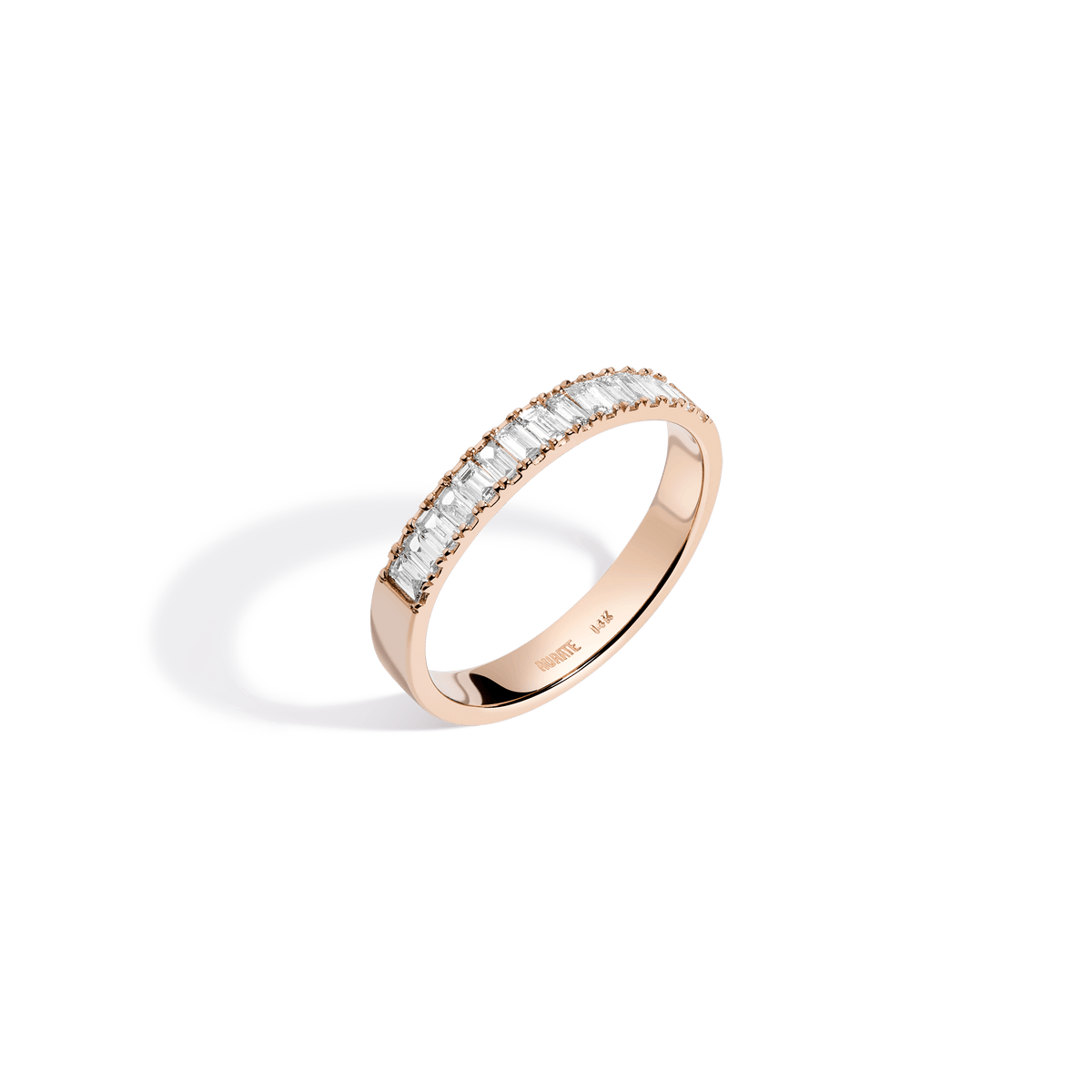Bold Half Diamond Baguette Ring 14K 18K Rose Gold First