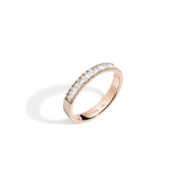 Bold Half Diamond Baguette Ring 14K 18K Rose Gold First