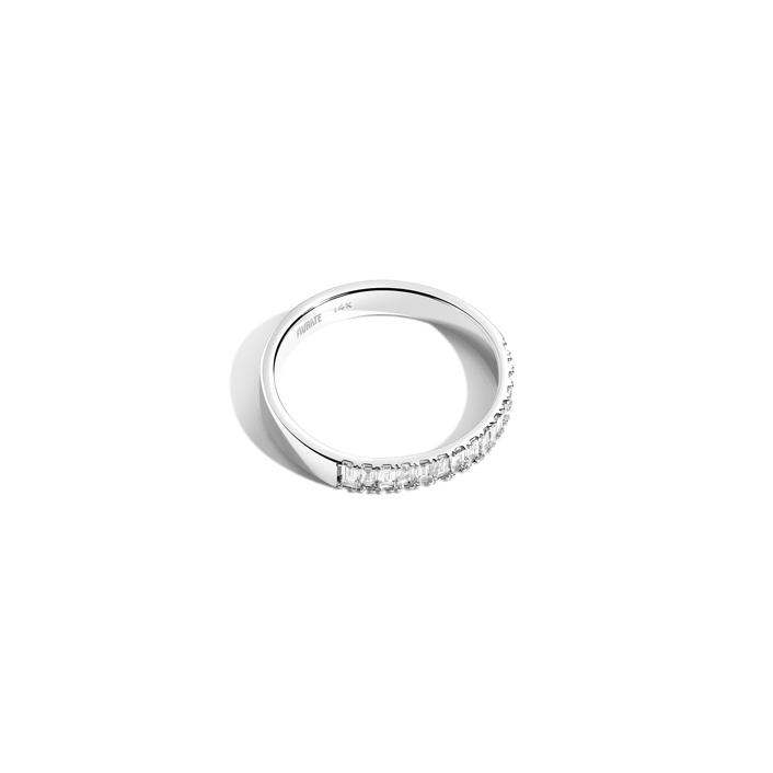 Bold Half Diamond Baguette Ring 14K 18K Platinum White Gold