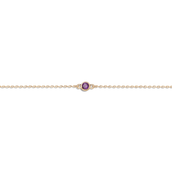 Birthstone Bracelet Amethyst - Feb 14K 18K Yellow Gold