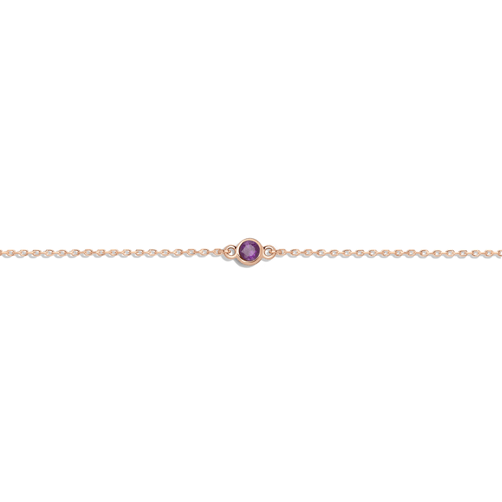 Birthstone Bracelet Amethyst - Feb 14K 18K Rose Gold