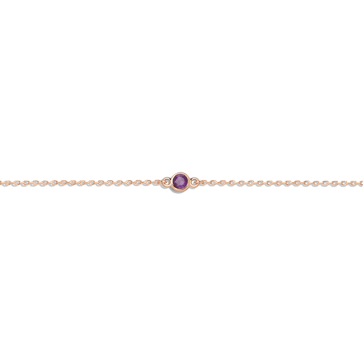 Birthstone Anklet Amethyst - Feb 14K 18K Rose Gold