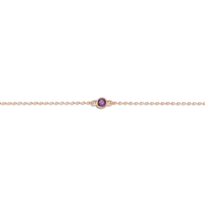 Birthstone Anklet Amethyst - Feb 14K 18K Rose Gold