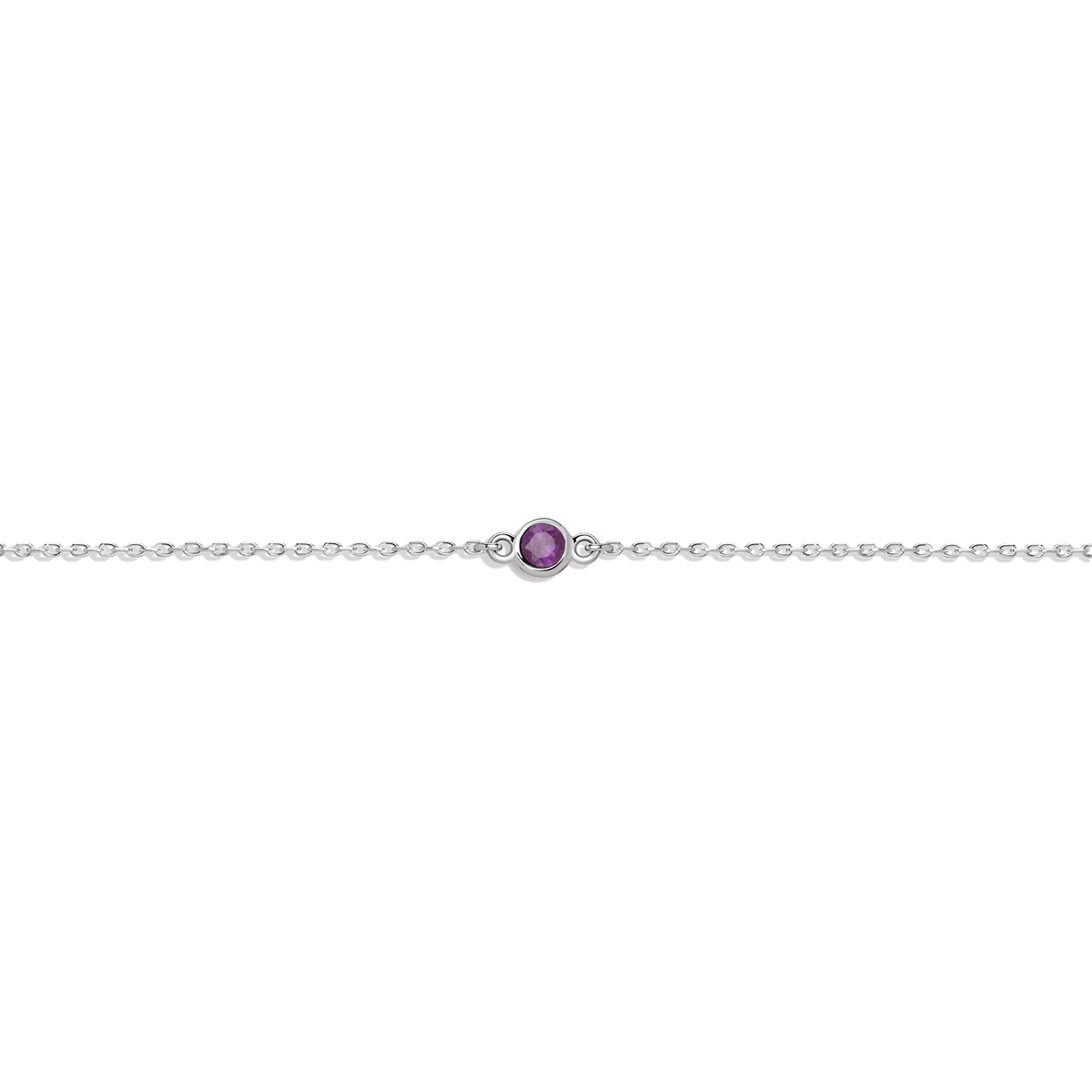 Birthstone Bracelet Amethyst - Feb 14K 18K White Gold
