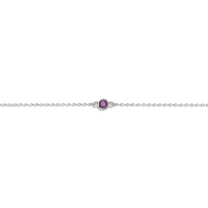 Birthstone Bracelet Amethyst - Feb 14K 18K White Gold