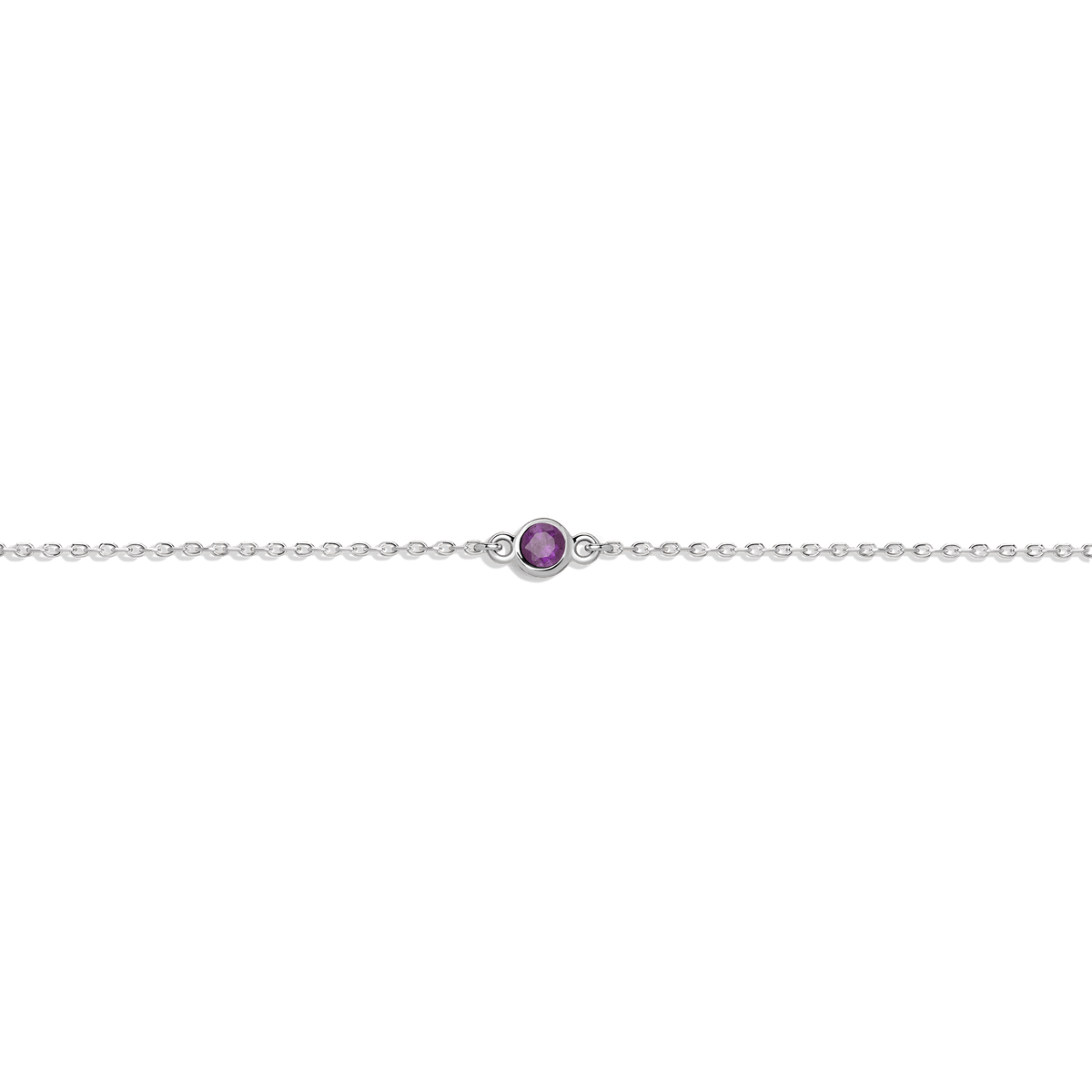 Birthstone Anklet Amethyst - Feb 14K 18K White Gold