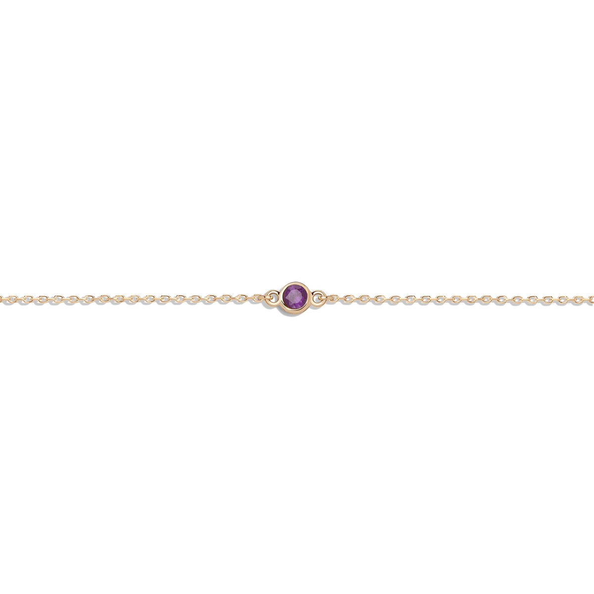 Birthstone Anklet Amethyst - Feb 14K 18K Yellow Gold
