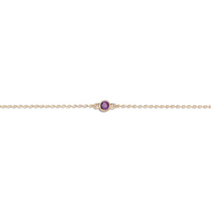 Birthstone Anklet Amethyst - Feb 14K 18K Yellow Gold