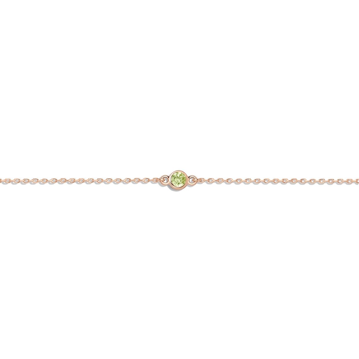 Birthstone Anklet Peridot - Aug 14K 18K Rose Gold