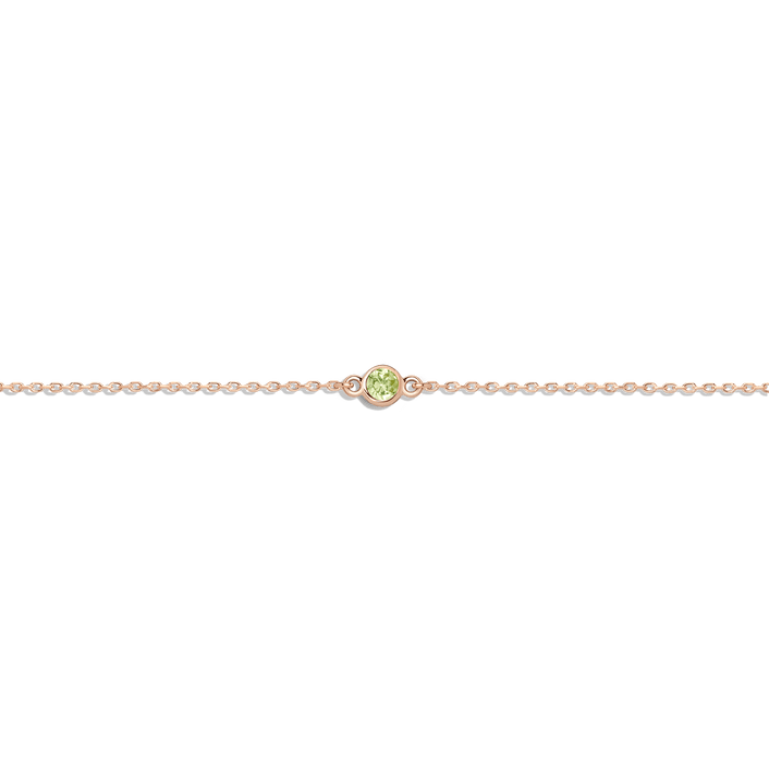 Birthstone Anklet Peridot - Aug 14K 18K Rose Gold