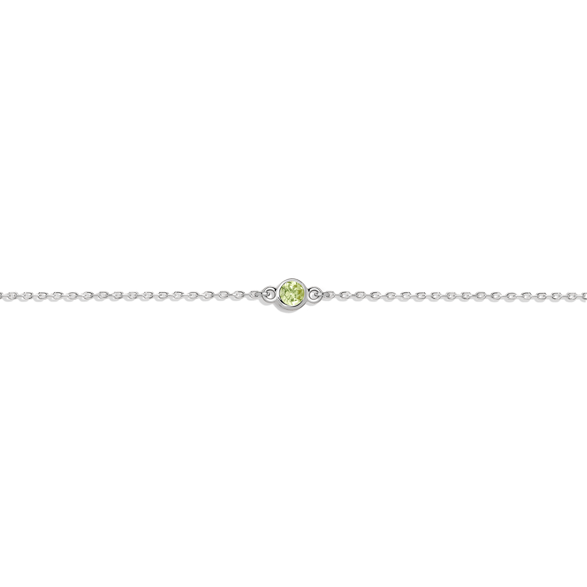 Birthstone Anklet Peridot - Aug 14K 18K White Gold