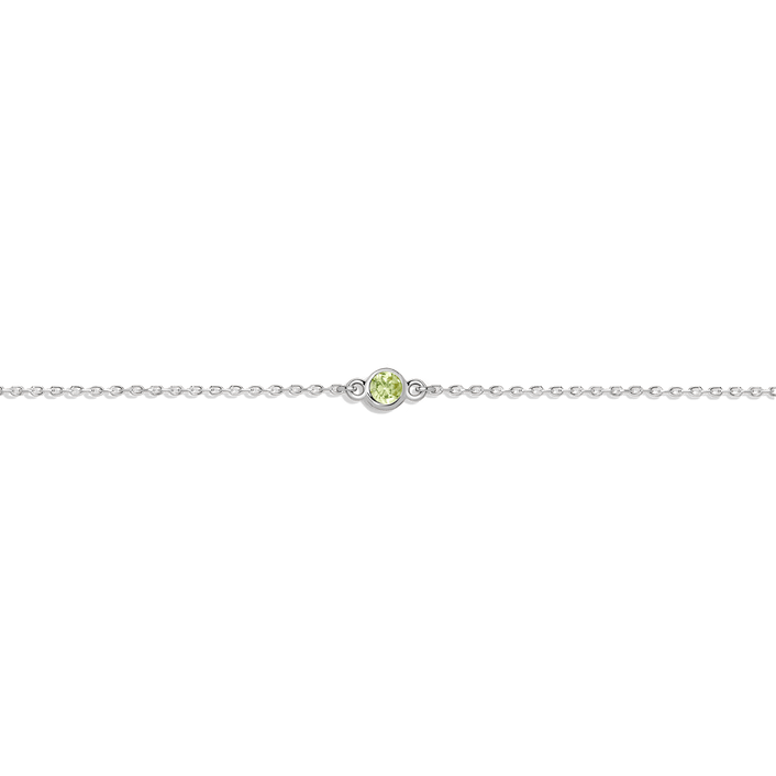 Birthstone Anklet Peridot - Aug 14K 18K White Gold