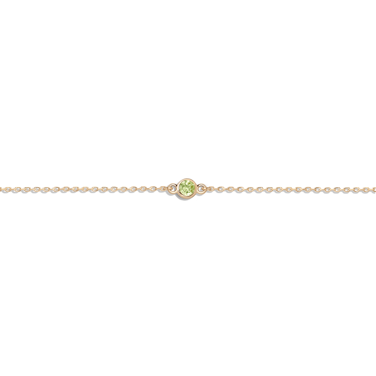 Birthstone Anklet Peridot - Aug 14K 18K Yellow Gold