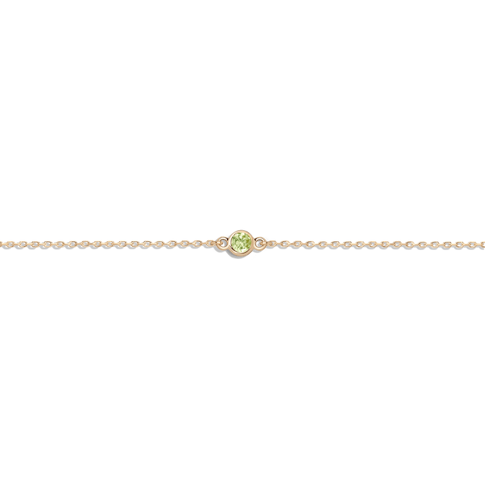 Birthstone Anklet Peridot - Aug 14K 18K Yellow Gold