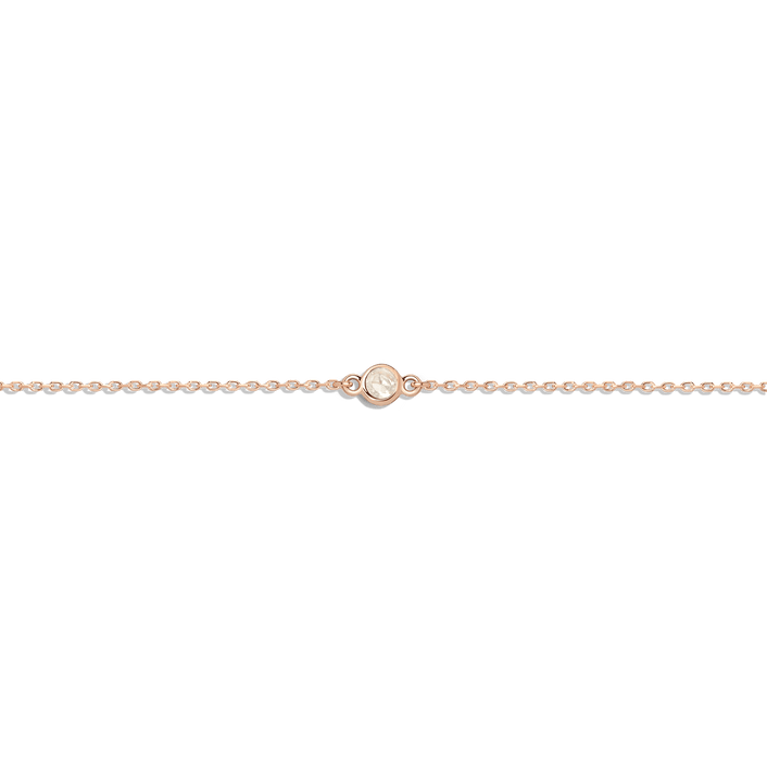 Birthstone Anklet Moonstone - Jun 14K 18K Rose Gold