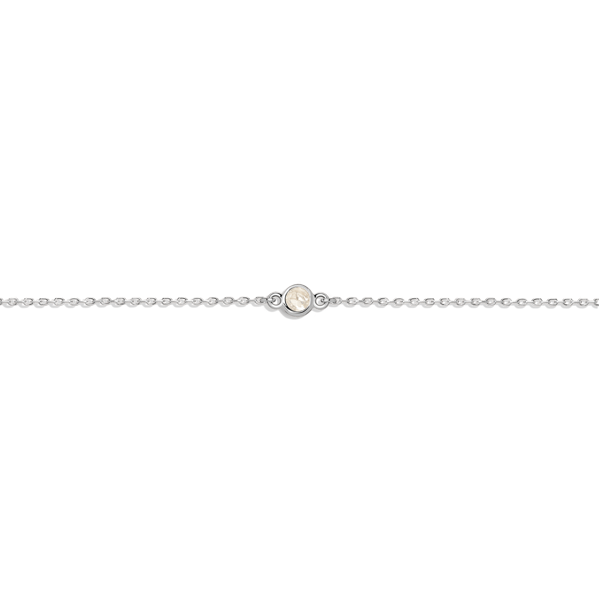 Birthstone Anklet Moonstone - Jun 14K 18K White Gold
