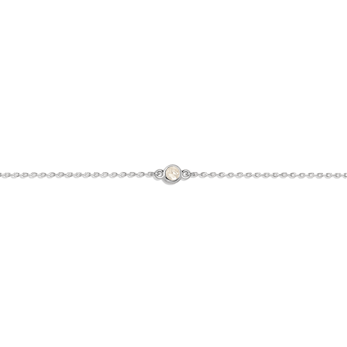 Birthstone Anklet Moonstone - Jun 14K 18K White Gold