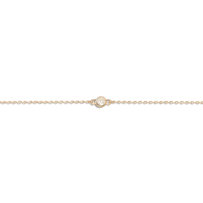 Birthstone Anklet Moonstone - Jun 14K 18K Yellow Gold