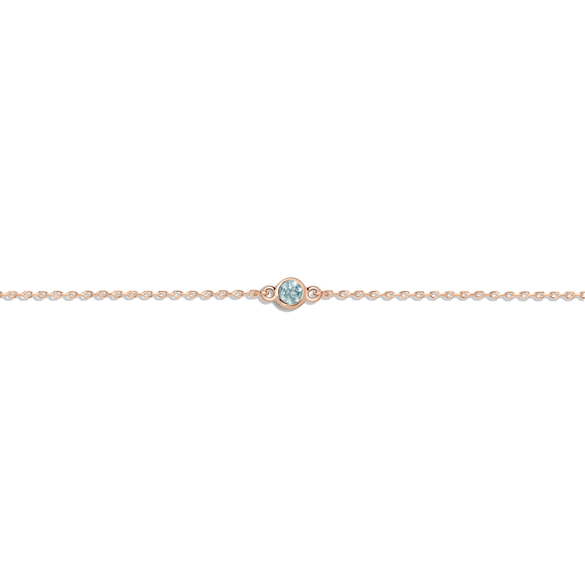 Birthstone Bracelet Aquamarine - Mar 14K 18K Rose Gold