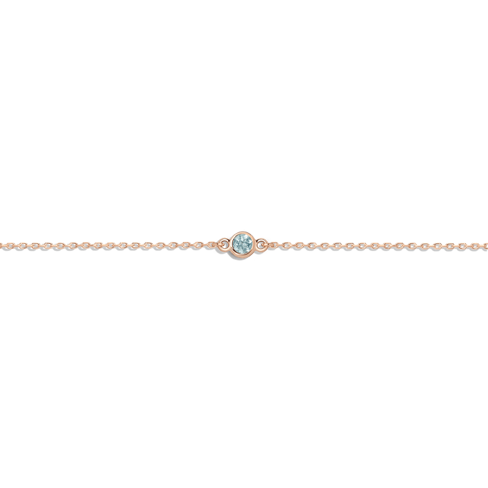 Birthstone Anklet Aquamarine - Mar 14K 18K Rose Gold