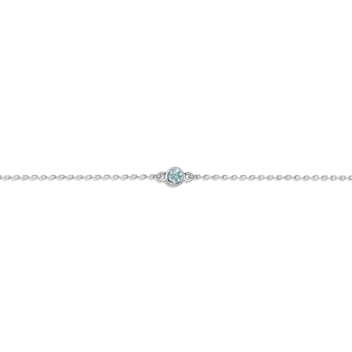 Birthstone Bracelet Aquamarine - Mar 14K 18K White Gold