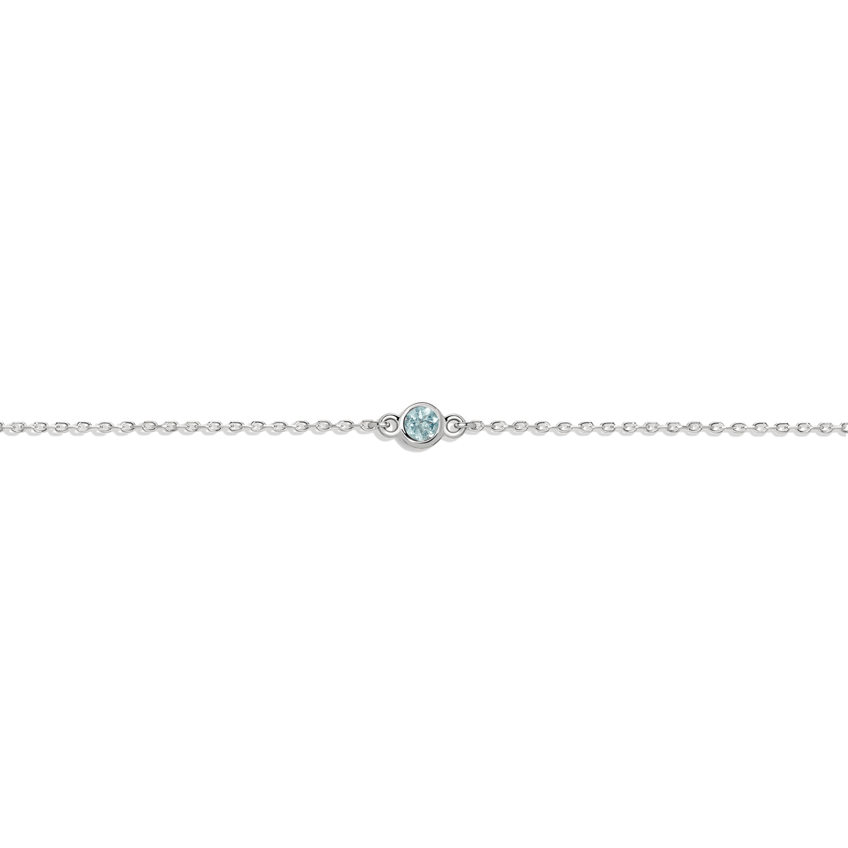 Birthstone Anklet Aquamarine - Mar 14K 18K White Gold