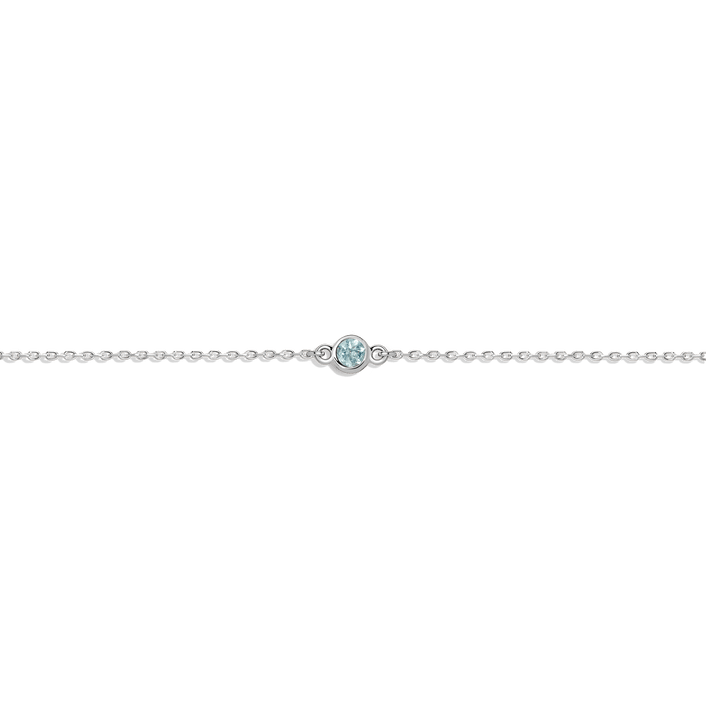 Birthstone Anklet Aquamarine - Mar 14K 18K White Gold