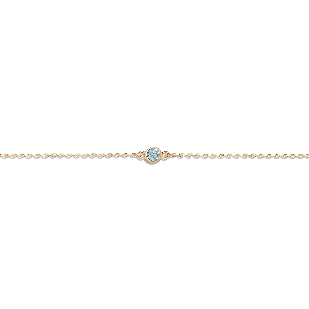 Birthstone Anklet Aquamarine - Mar 14K 18K Yellow Gold