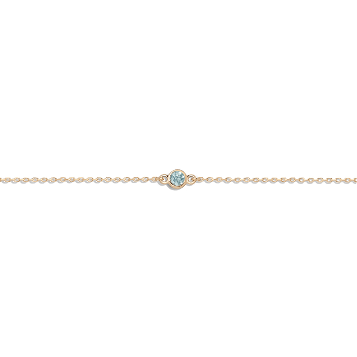 Birthstone Anklet Aquamarine - Mar 14K 18K Yellow Gold