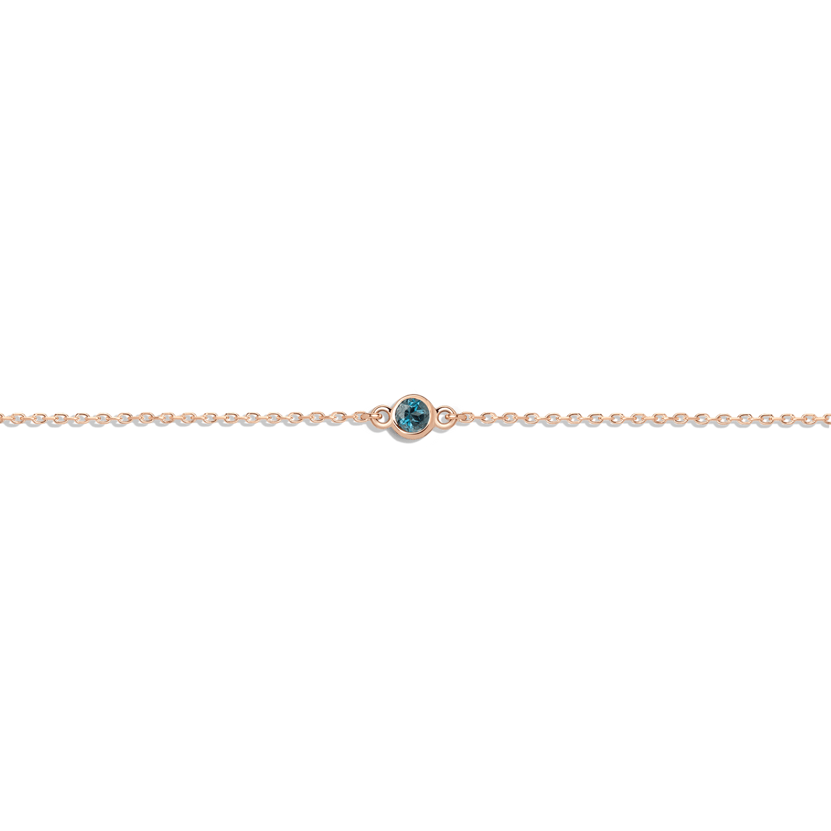 Birthstone Anklet London Blue Topaz - Dec 14K 18K Rose Gold