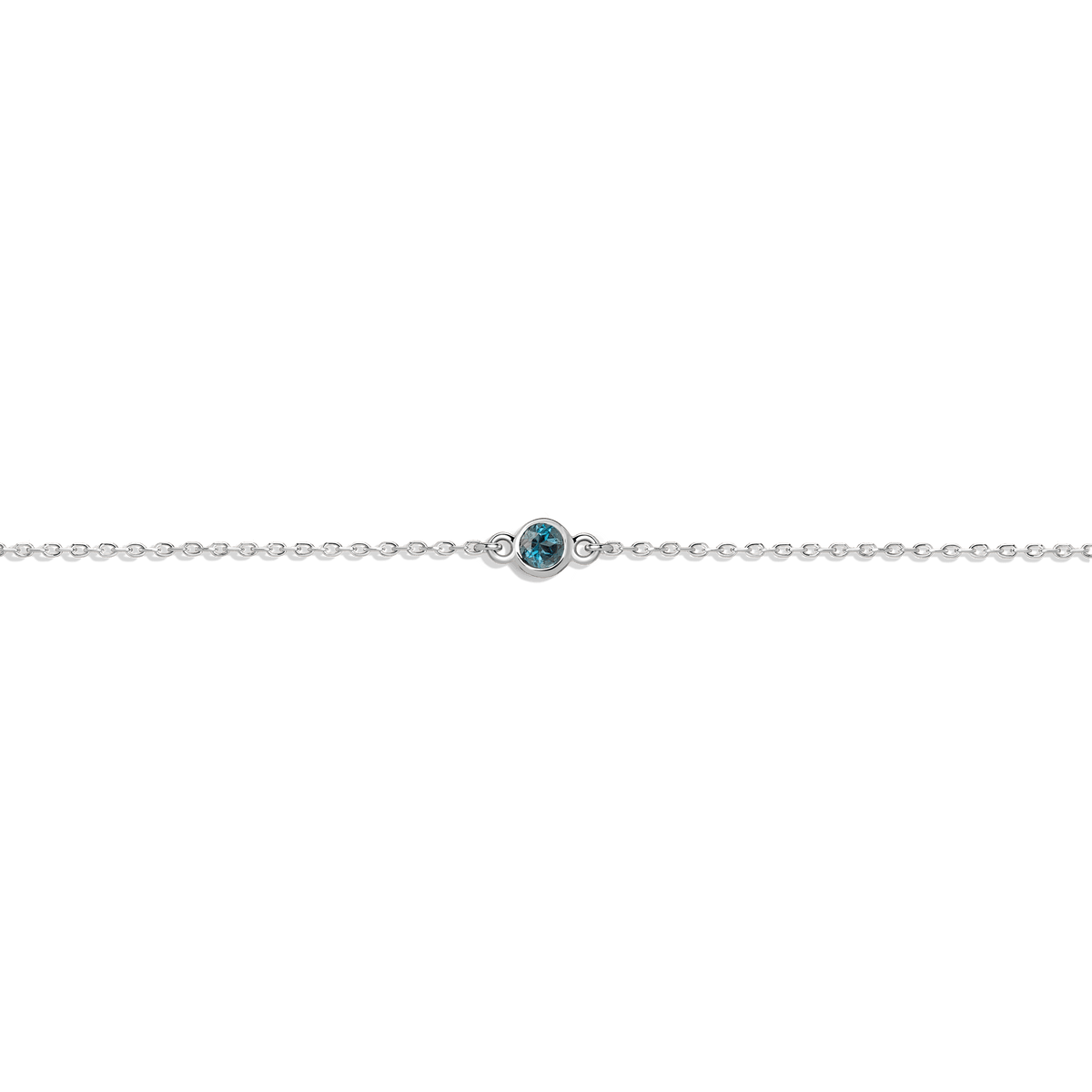 Birthstone Anklet London Blue Topaz - Dec 14K 18K White Gold