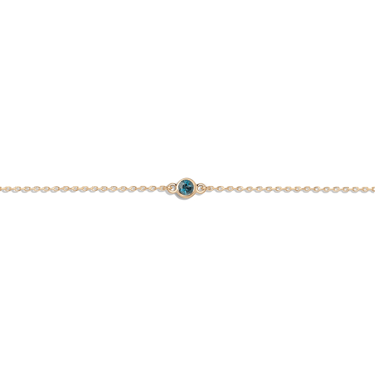 Birthstone Anklet London Blue Topaz - Dec 14K 18K Yellow Gold
