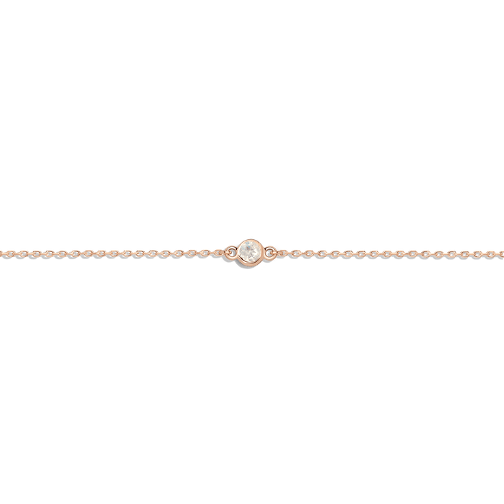 Birthstone Anklet White Topaz - Apr 14K 18K Rose Gold First