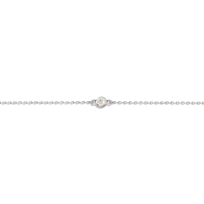 Birthstone Anklet White Topaz - Apr 14K 18K White Gold First