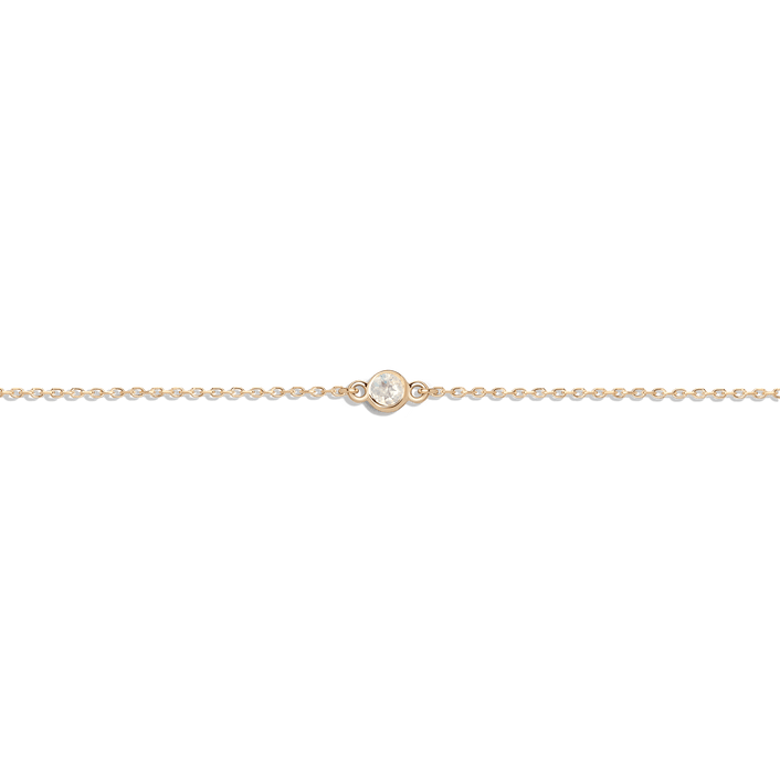 Birthstone Anklet White Topaz - Apr 14K 18K Yellow Gold First