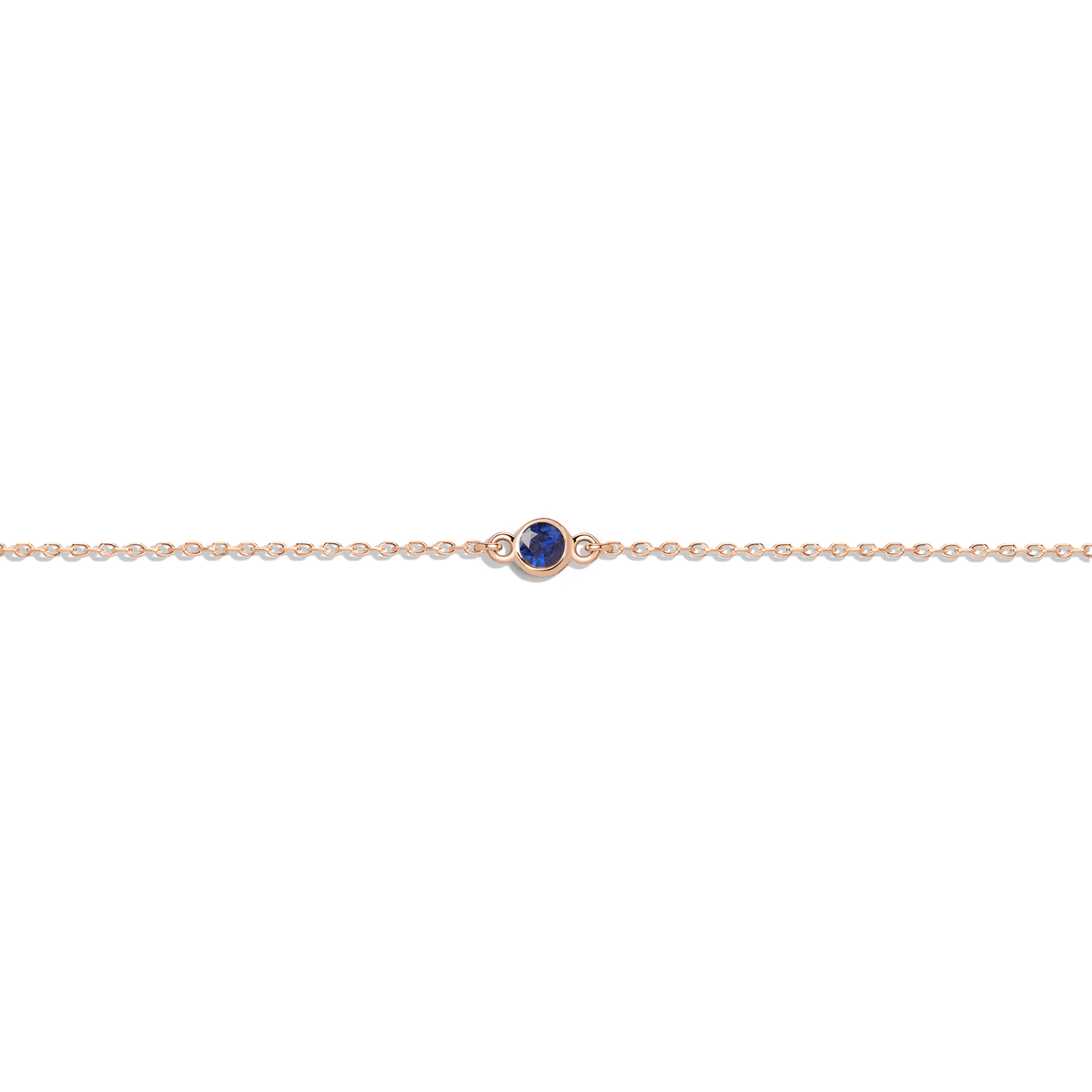 Birthstone Anklet Blue Sapphire - Sep 14K 18K Rose Gold First