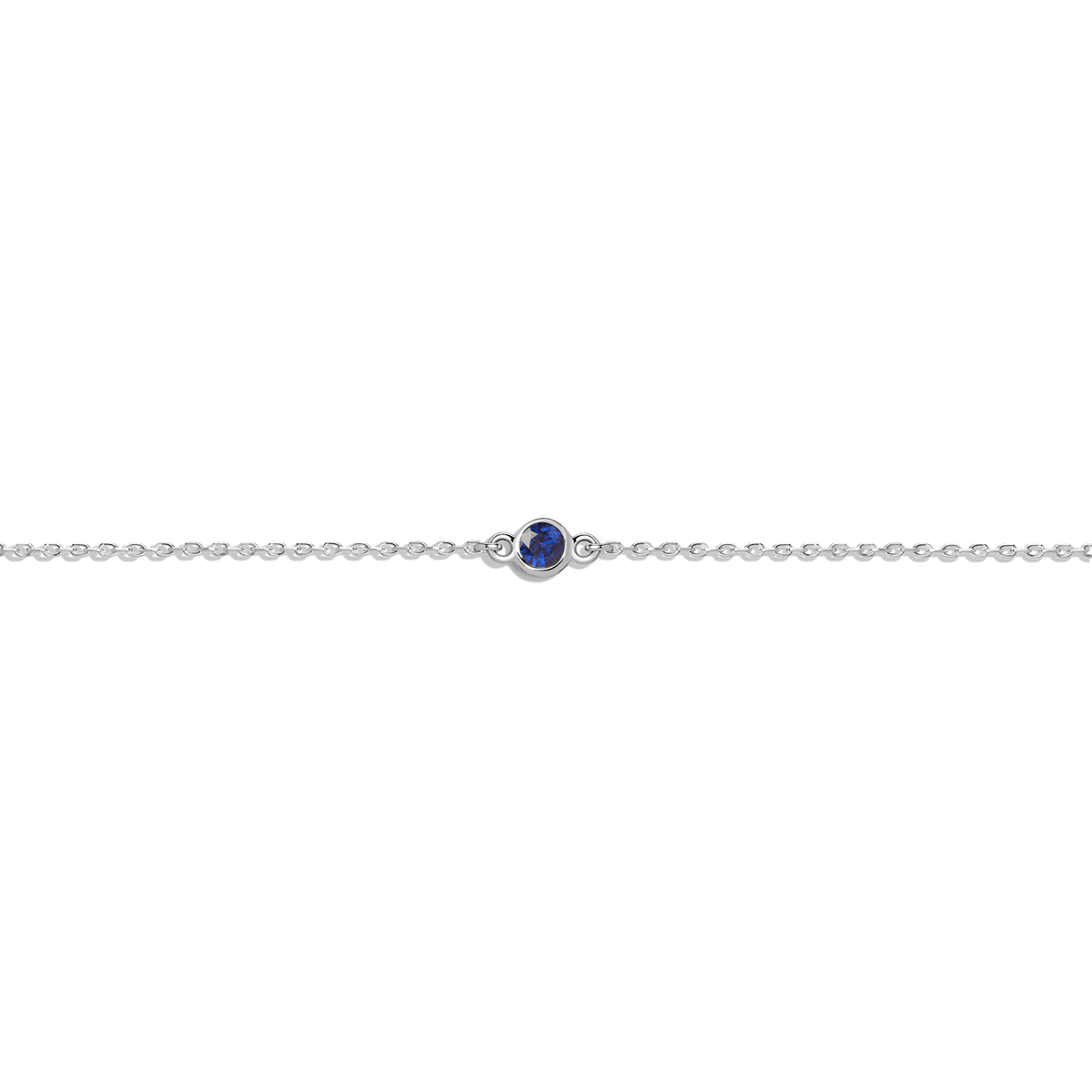 Birthstone Anklet Blue Sapphire - Sep 14K 18K White Gold First