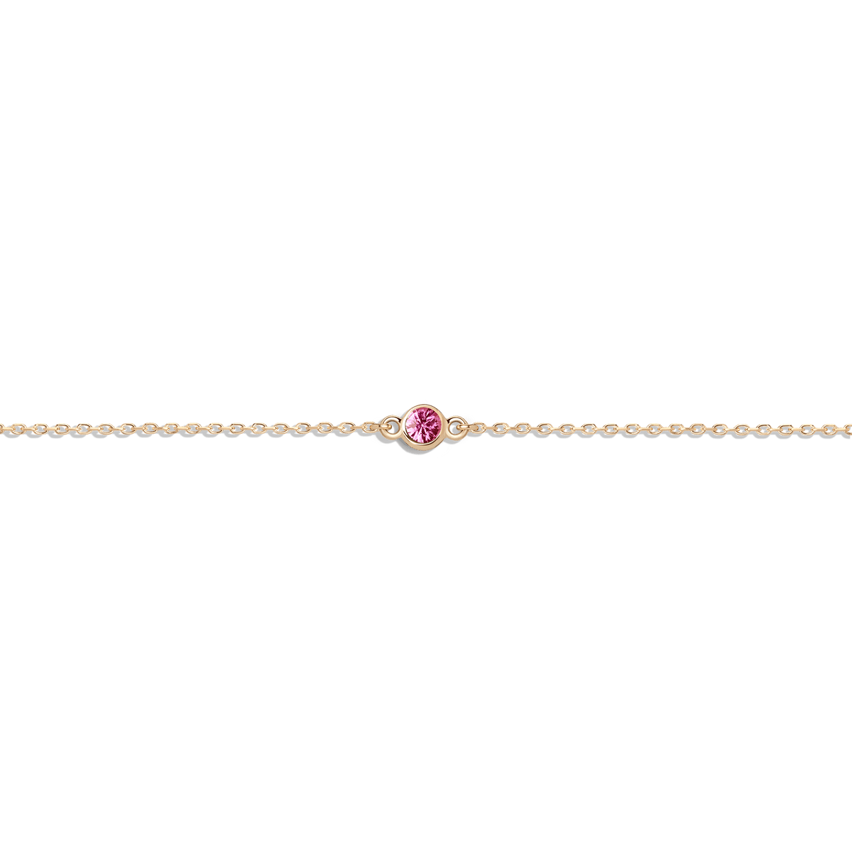 Birthstone Anklet Dark Pink Sapphire - Oct 14K 18K Yellow Gold