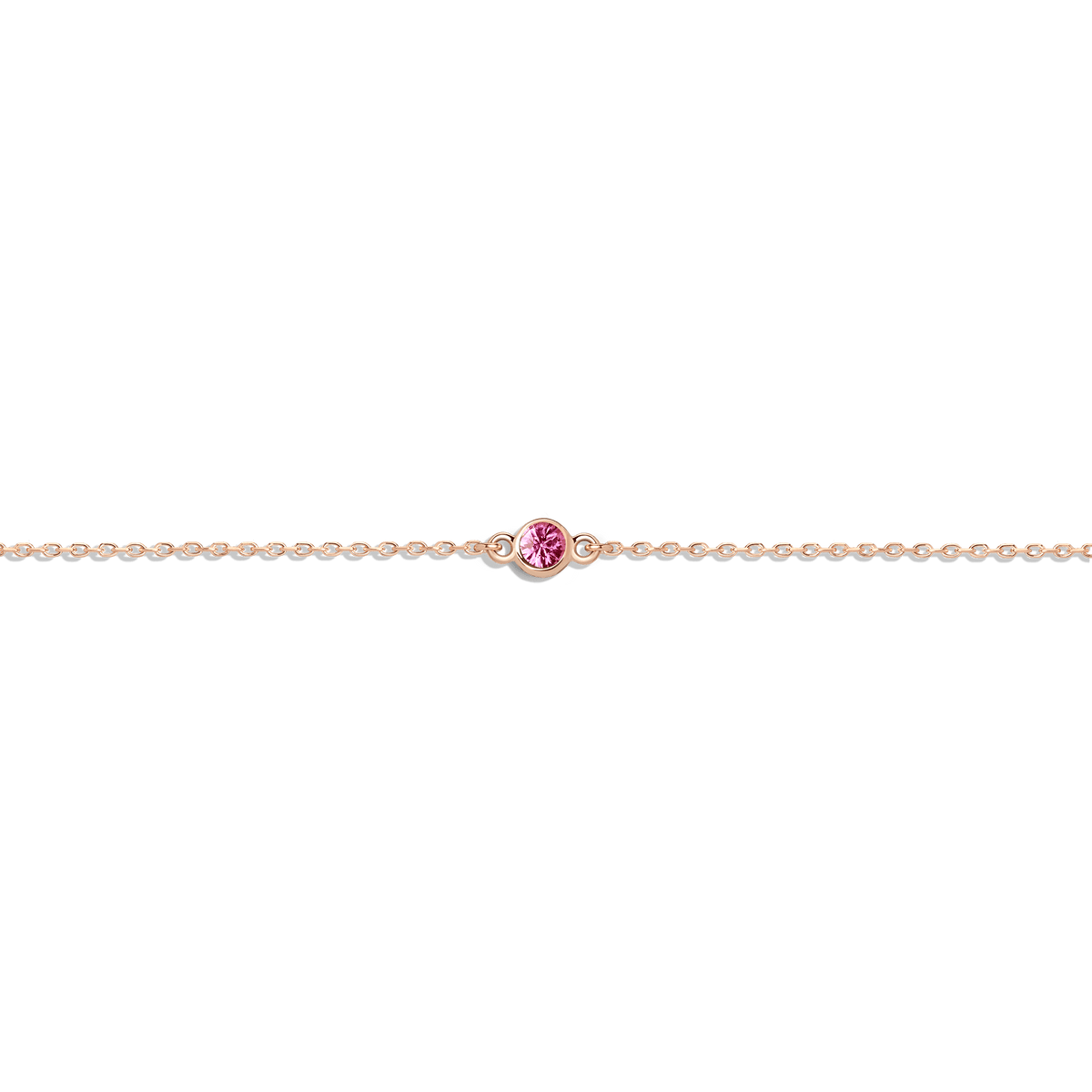 Birthstone Bracelet Dark Pink Sapphire - Oct 14K 18K Rose Gold