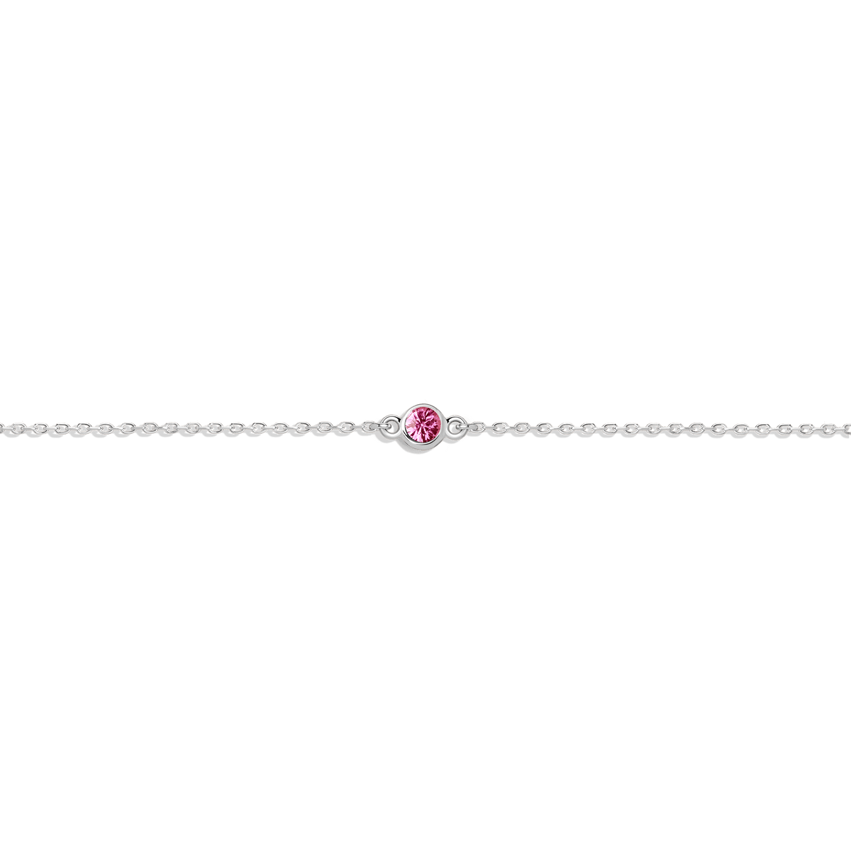 Birthstone Bracelet Dark Pink Sapphire - Oct 14K 18K White Gold